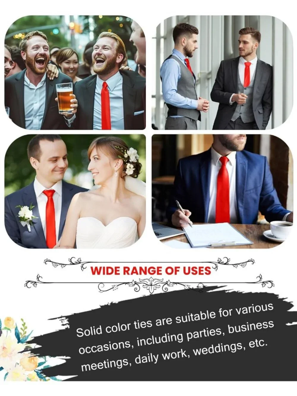 Stylish Men's 3.15'' Tie for Weddings, Business Events, Formal Occasions